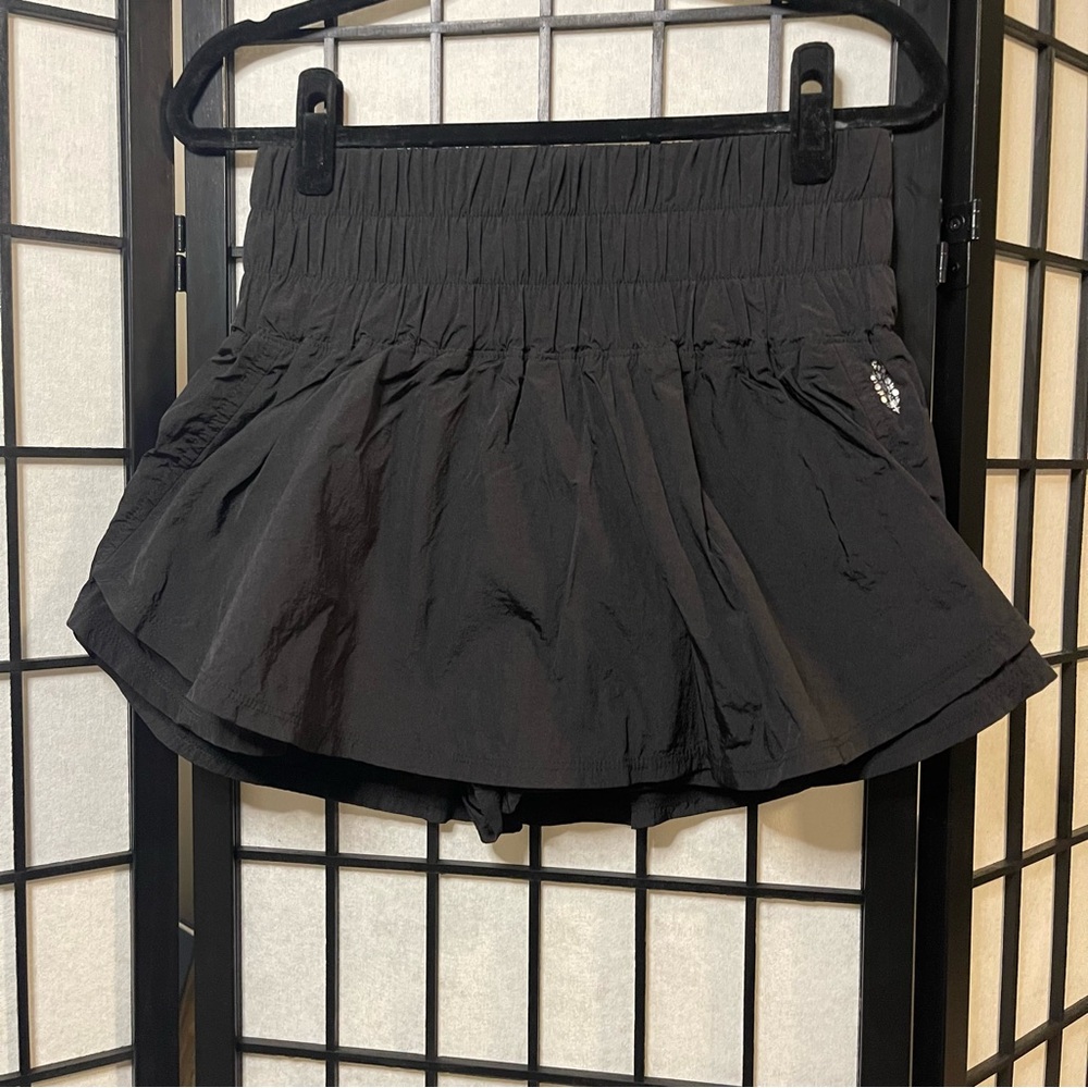 FP Movement by Free People Black Tee with Metallic Floral Motif and black skort - Picture 6 of 6